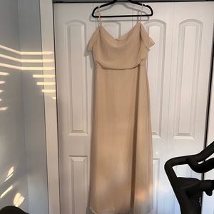 Revelry Sienna Chiffon Bridesmaid dress in color champagne, size 14